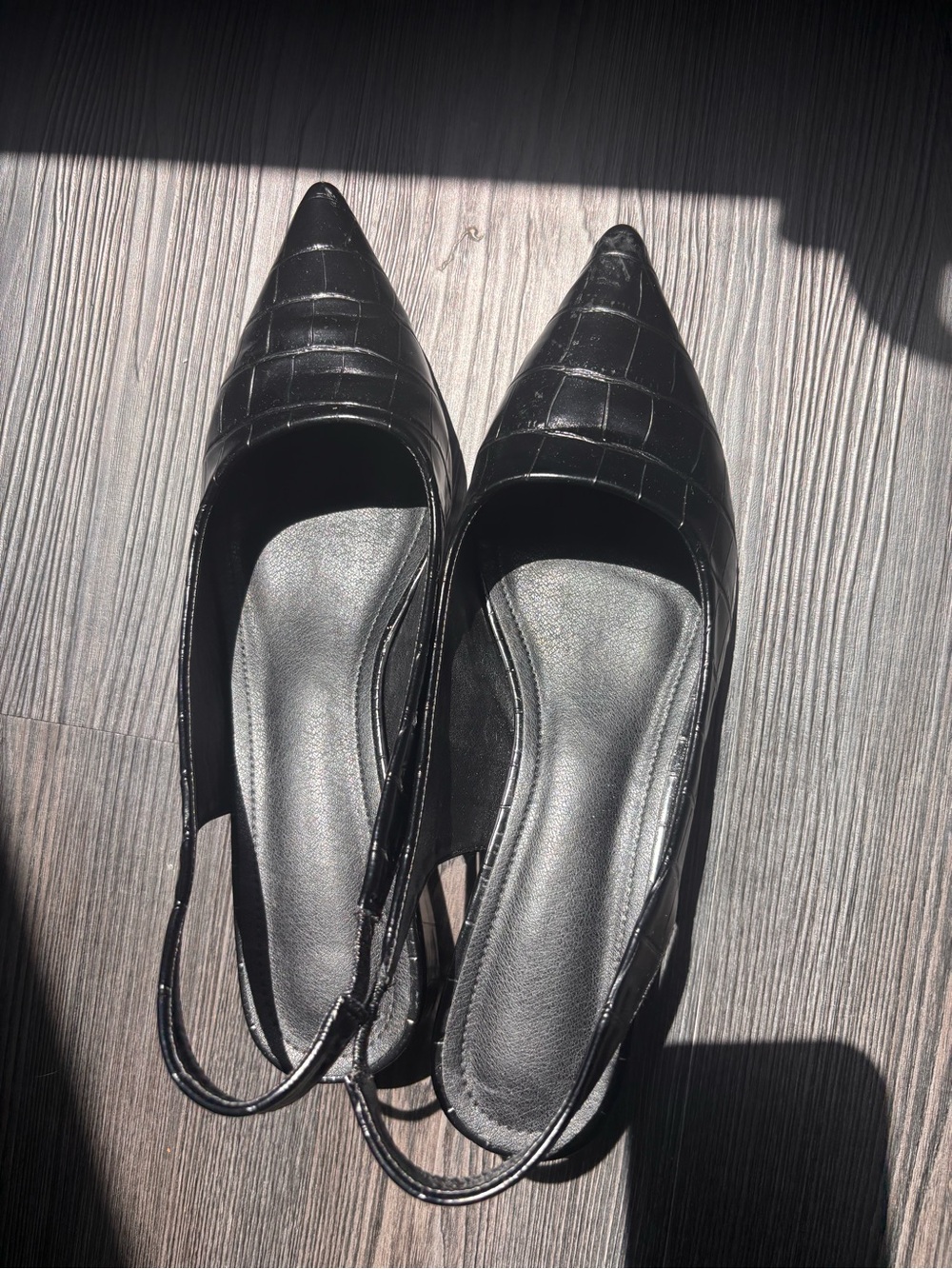 Black Pointed Slingback Flats